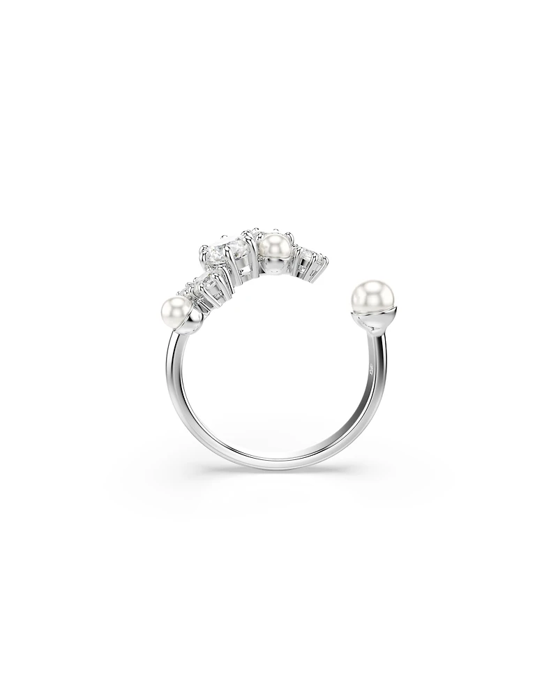 Swarovski Crystal Cultivated Pearl Round Cuts Statement Ring