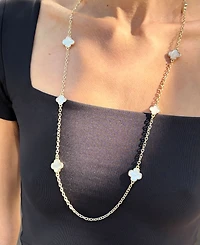 Adornia Gold Mother of Pearl Flower 36" Station Necklace