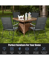 Gymax Set of 4 Folding Patio Chair Portable Sling Chair Yard Garden Outdoor