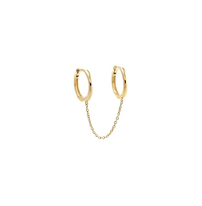 Solid Chain Double Huggie Earring 14K