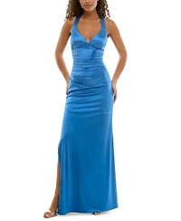 B Darlin Juniors' Strappy-Back Satin Gown, Created for Macy's