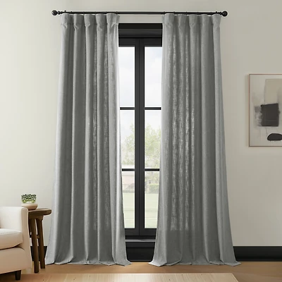 Half Price Drapes Light Grey Simply Faux Linen Light Filtering Curtain Pair (2 Panels
