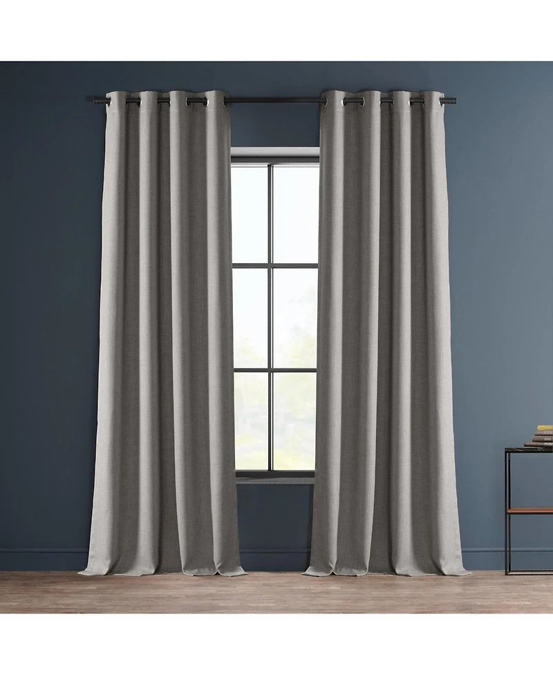 Half Price Drapes Grommet Textured Faux Linen Room Darkening Curtain