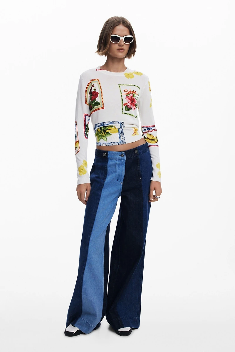 Desigual Women's Tropical stamps sweater