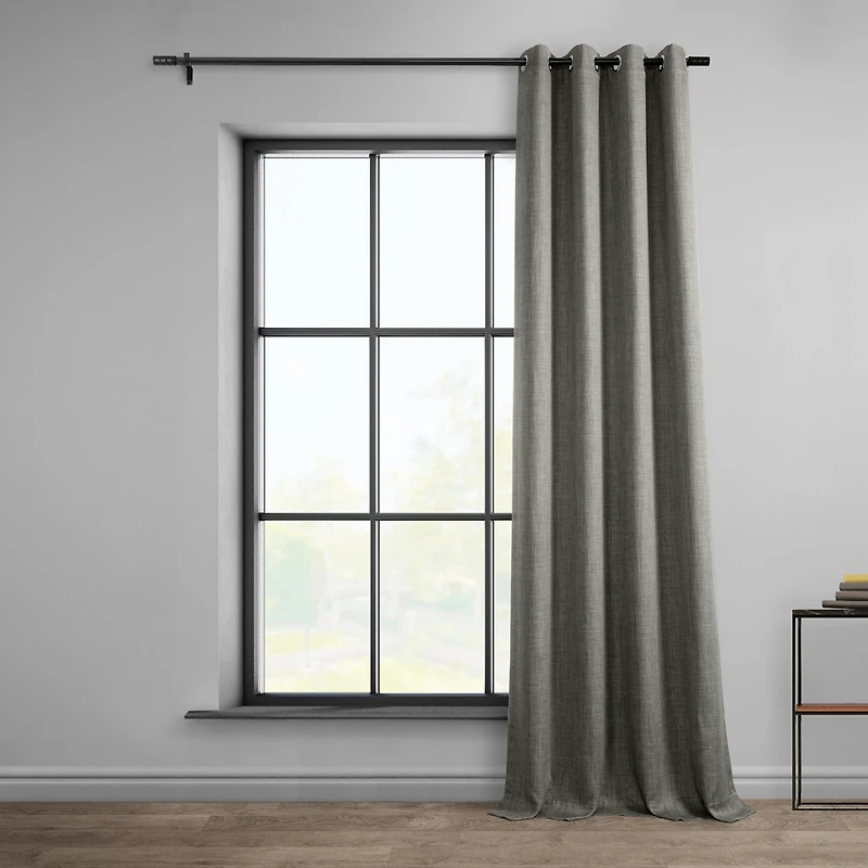 Half Price Drapes Grommet Textured Faux Linen Room Darkening Curtain