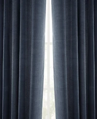 Half Price Drapes Sergeants Blue Italian Faux Linen Room Darkening Curtain