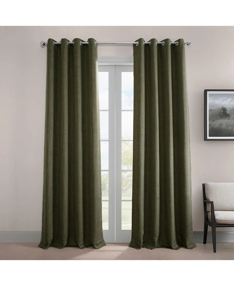 Half Price Drapes Grommet Textured Faux Linen Room Darkening Curtain