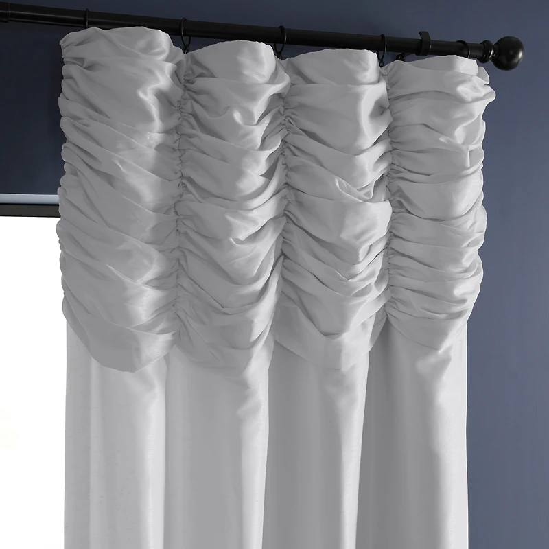 Half Price Drapes Ice Ruched Vintage Textured Faux Dupioni Silk Curtain