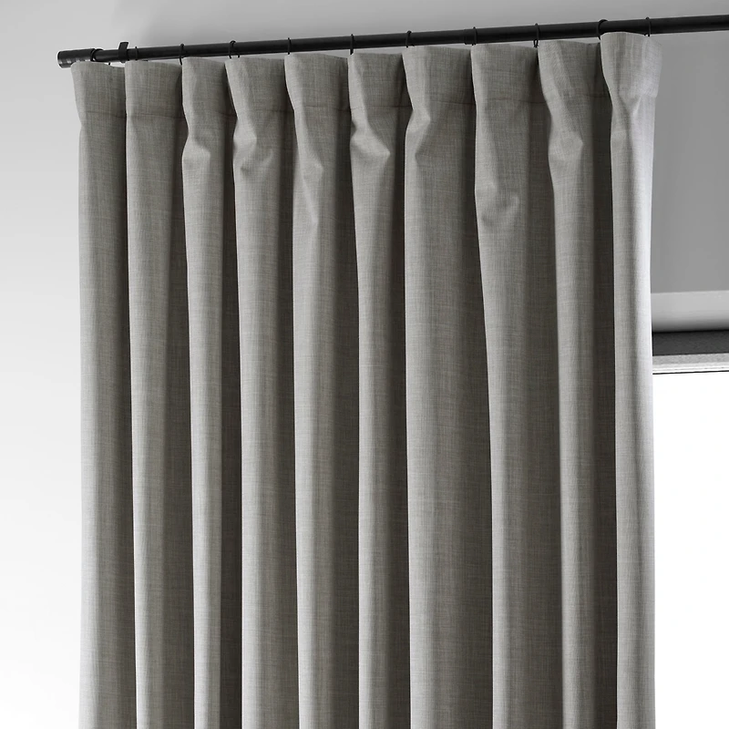 Half Price Drapes Dark Greige Extra Wide Performance Linen Hotel Blackout Curtain