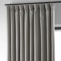 Half Price Drapes Dark Greige Extra Wide Performance Linen Hotel Blackout Curtain