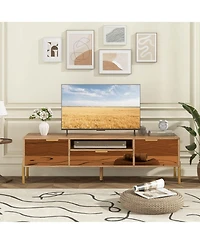 Costway Mirrored Tv Stand for Tv up to 65" Modern Tv Console Table with Spacious Tabletop