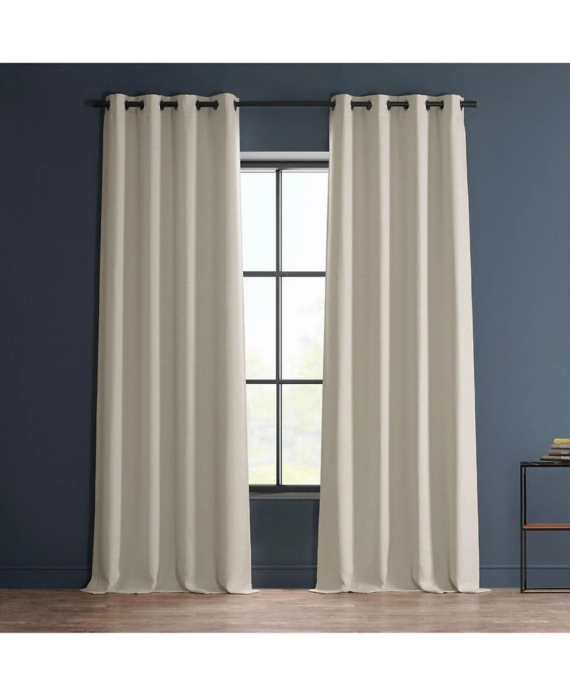 Half Price Drapes Grommet Textured Faux Linen Room Darkening Curtain