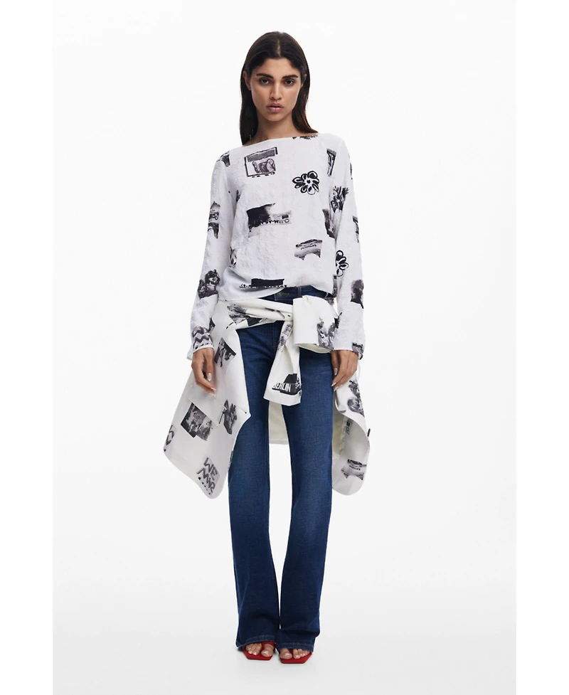 Desigual Women's Textured blouse with bows