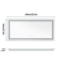 Luvodi 55.1 x 27.5 In Wall Mounted Bathroom Mirror Anti-fog Led Vanity Mirror for Home Hotel Salon