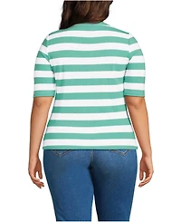 Lands' End Plus Drapey Rib Fitted Elbow Sleeve Scoop Neck Tee