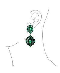 Bling Jewelry Big Crystal Art Deco Statement Chandelier Dangle Earrings Yellow Gold & Black Plated Metal