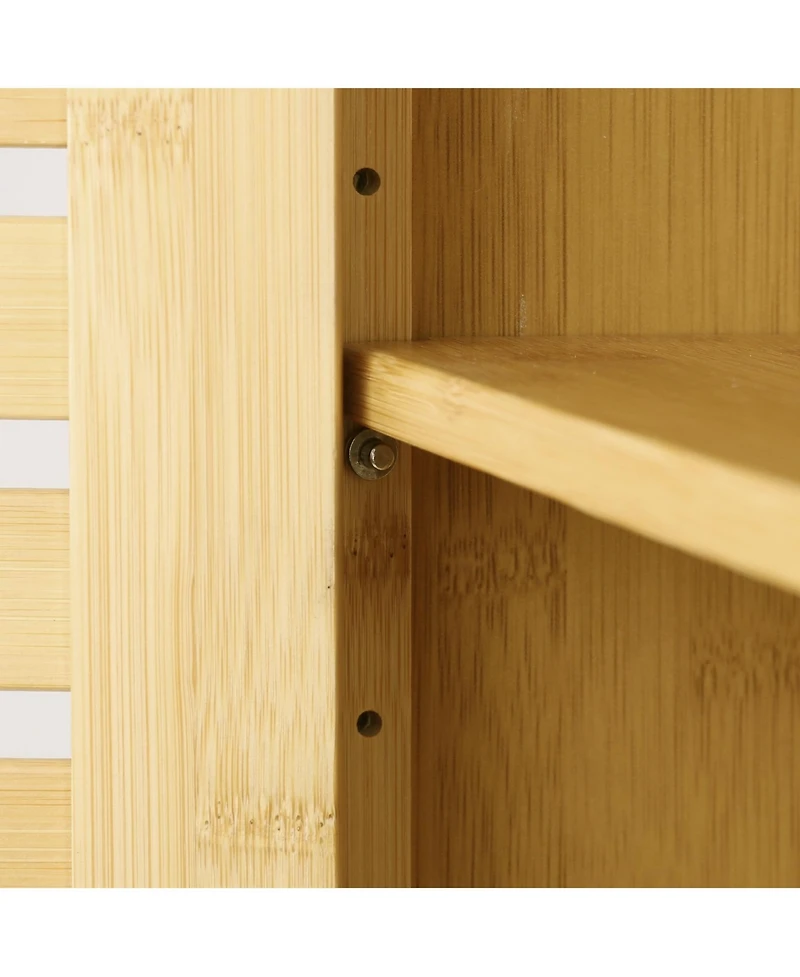 Unho Bathroom Wall Cabinet: Bamboo Wood Kitchen Wall Mounted Medicine Cabinet with 3 Shelves