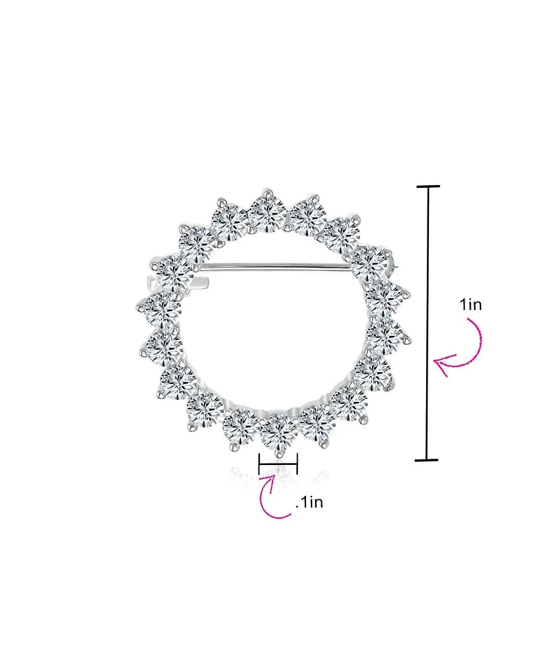 Bling Jewelry Classic Eternity Baguette Cut Cubic Zirconia Cz Clear Purple Scarf Round Circle Brooch Pin Gold or Silver Plated Brass