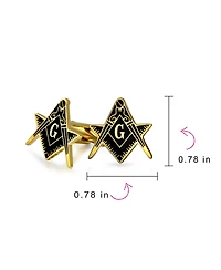 Bling Jewelry Shield Round Freemasons Compass Symbol Shirt Cufflink Blue Black Enamel