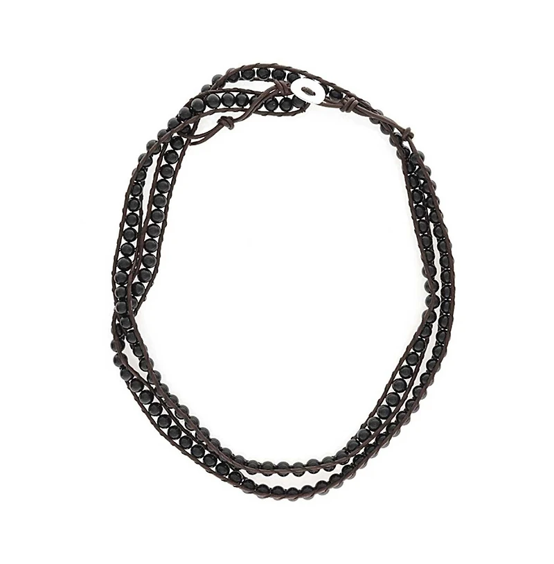 Bling Jewelry Wrap Bracelet Two Tone Multi Strand with Tiger Eye & Black Onyx Beads