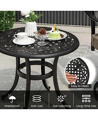 Gymax Cast Aluminum Patio Table 24''Outdoor Round Side Table Anti-Rust Coffee Bistro Table