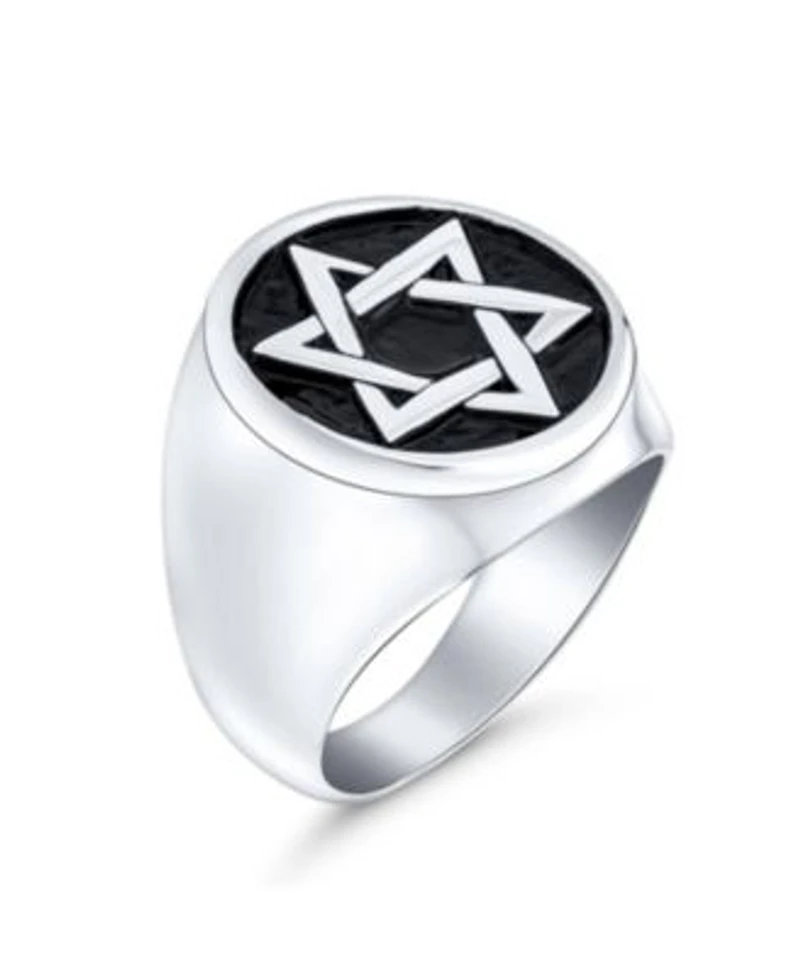 Bling Jewelry Stainless Steel Magen Judaic Star of David Signet Ring Pendant Set