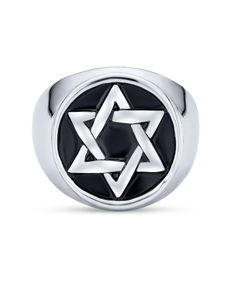 Bling Jewelry Stainless Steel Magen Judaic Star of David Signet Ring Pendant Set
