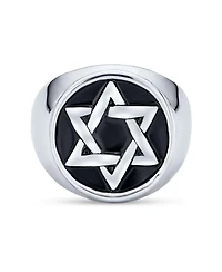 Bling Jewelry Stainless Steel Magen Judaic Star of David Signet Ring Pendant Set