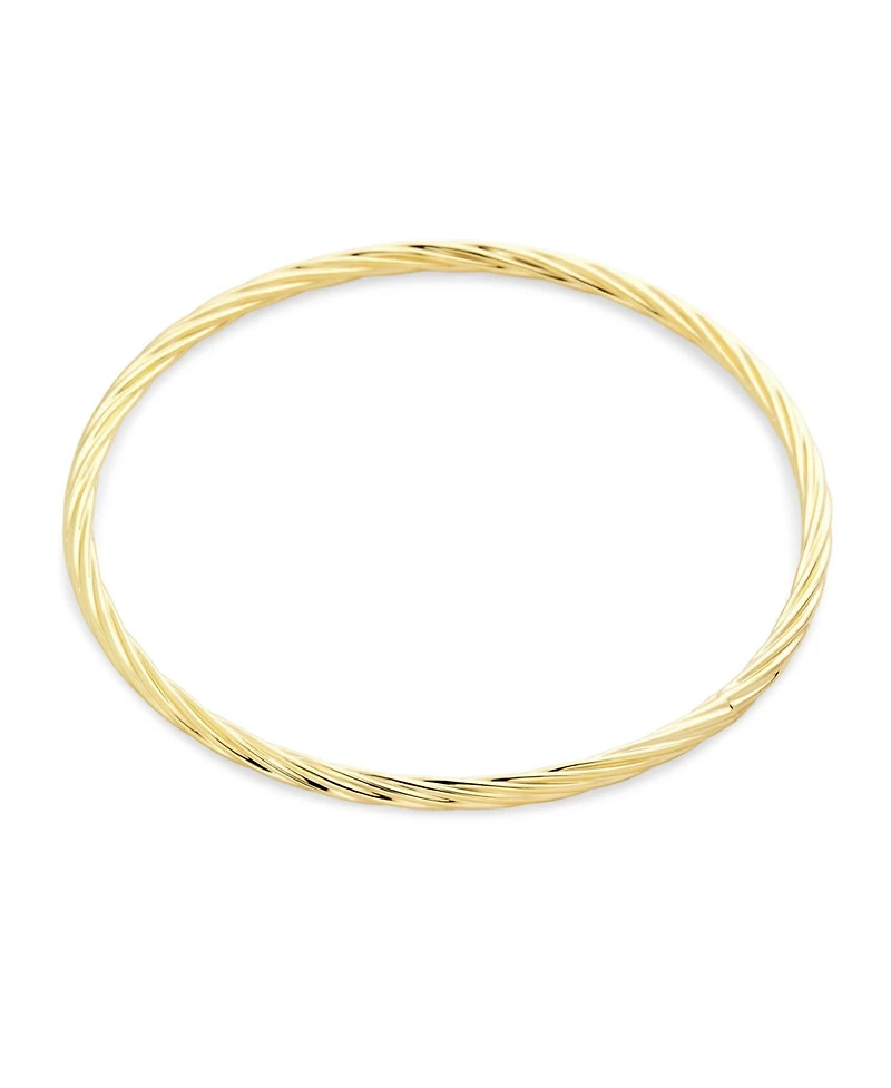 Bling Jewelry Thin Stacking Twist Single Bangle Bracelet Yellow Gold Plated Brass