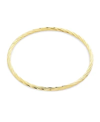 Bling Jewelry Thin Stacking Twist Single Bangle Bracelet Yellow Gold Plated Brass