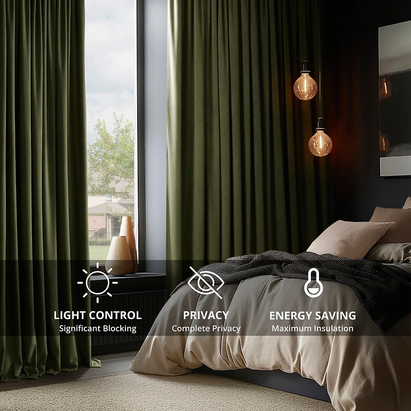 Half Price Drapes Hunter Green Signature Extra Wide Velvet Blackout Curtain