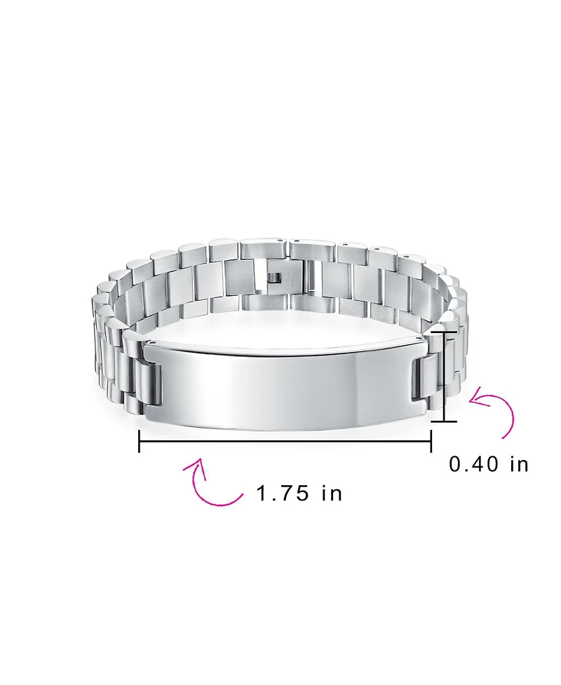 Bling Jewelry Silver Tone Stainless Steel Id Bracelet with Name Plate
