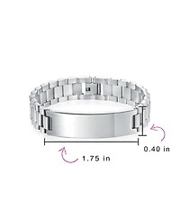 Bling Jewelry Silver Tone Stainless Steel Id Bracelet with Name Plate