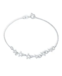 Bling Jewelry Dainty Celestial Chain Link Bracelet with Stars Sterling Silver 7-7.5 Inch