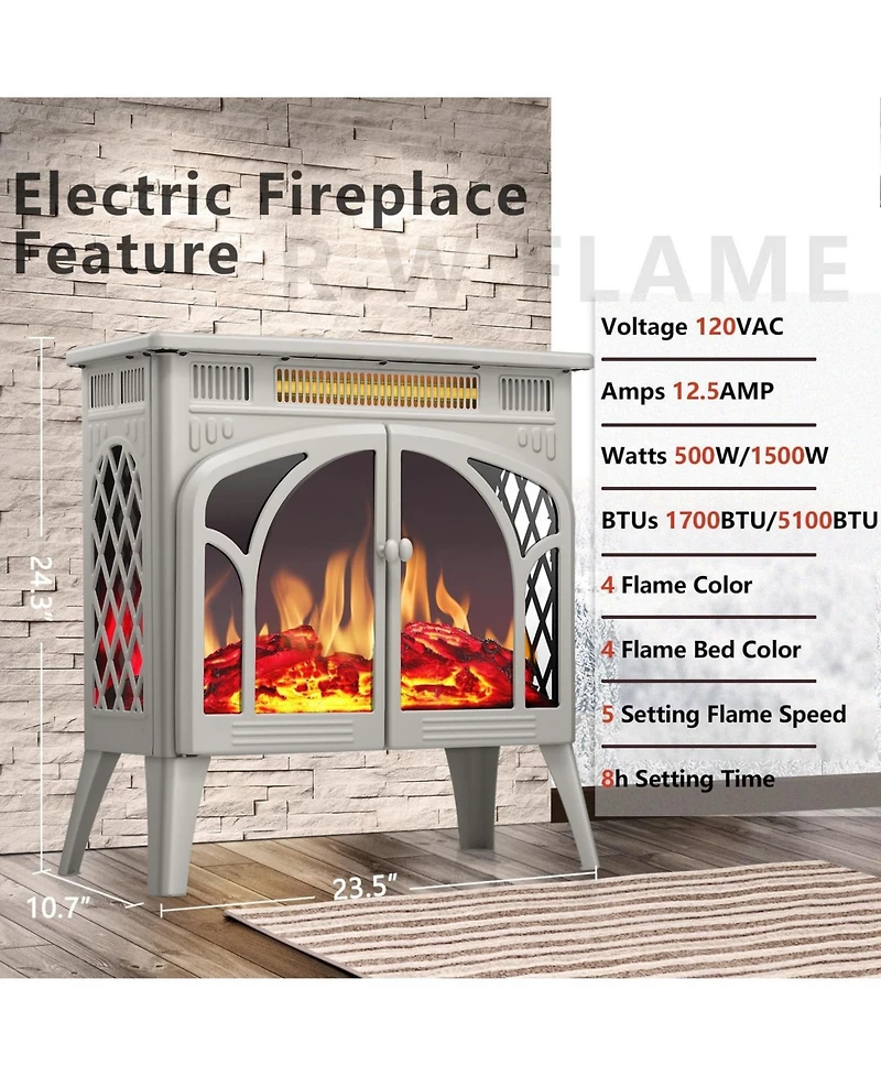 Kismile Electric Firplace Heater, Infrared Heaters with Remote Control and 3D Flame Effect and Heating Mode, Overheating Safe