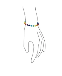 Bling Jewelry Spiritual Multicolor Colorful Compressed Turquoise Yoga Beads Strand Chakra Bracelets Meditation Relax .925 Sterling Silver Bead Lobster
