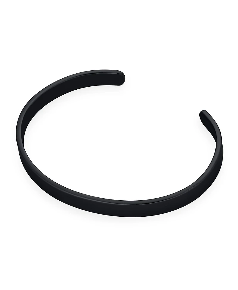 Bling Jewelry Black Plated Stainless Steel Cuff Bracelet Slender Stackable Bangle