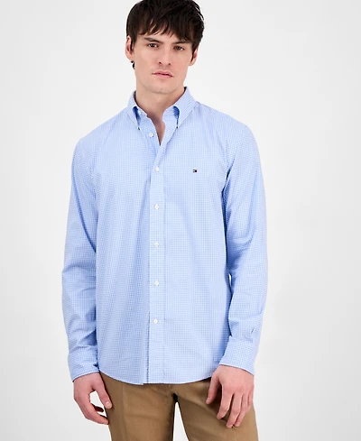 Tommy Hilfiger Men's Regular-Fit Flex Gingham Check Button-Down Poplin Shirt