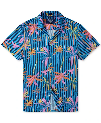 Chubbies Men's The Wild Blue Sunday Classic-Fit Tropical Stripe Button-Down Camp Shirt