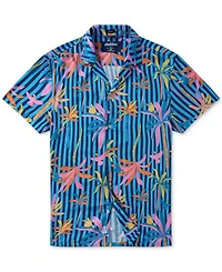 Chubbies Men's The Wild Blue Sunday Classic-Fit Tropical Stripe Button-Down Camp Shirt