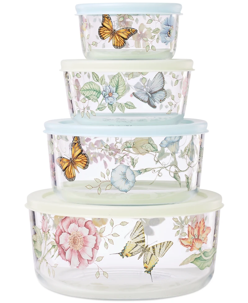 Lenox Butterfly Meadow Glass Food Storage Container with Lid, Set of 4