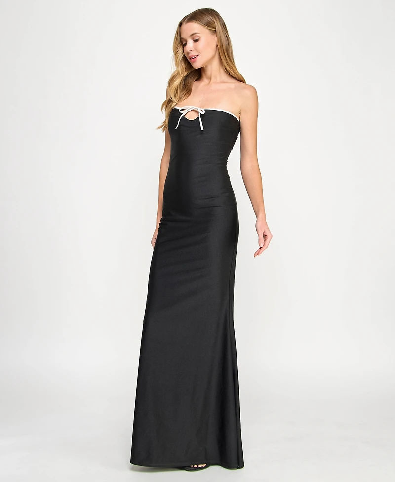 City Studios Juniors' Strapless White Tie Gown