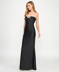 City Studios Juniors' Strapless White Tie Gown