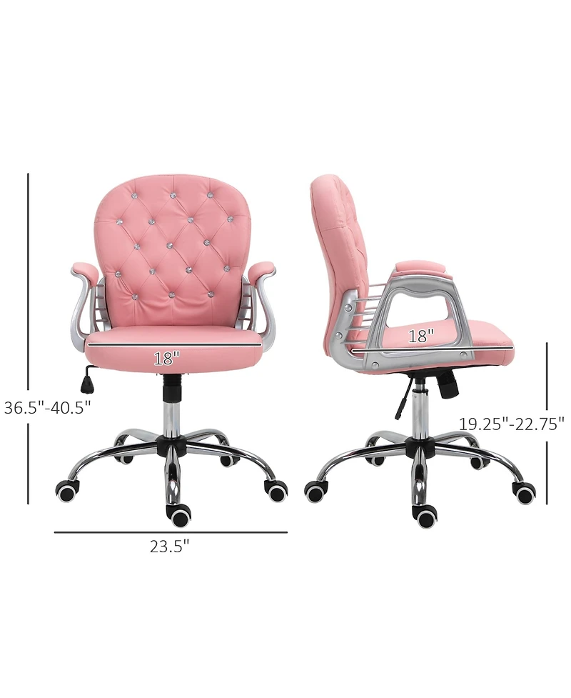 Homcom Vanity Office Chair Tufted Backrest Swivel Rolling Height Adjustable