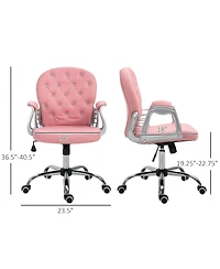 Homcom Vanity Office Chair Tufted Backrest Swivel Rolling Height Adjustable