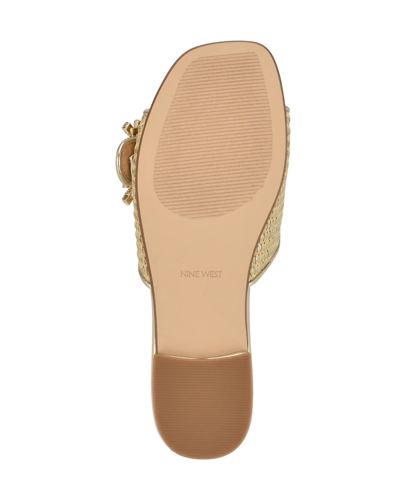 Nine West Women's Laniey Embellished Flat Slide Sandals