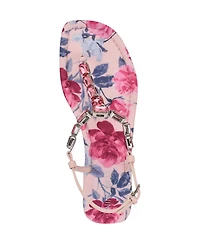Nine West Women's Dynasti Embellished T-Strap Flat Sandals