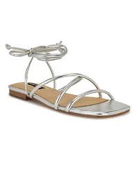 Nine West Women's Mikila Strappy Lace Up Flat Sandals