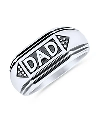 Bling Jewelry Word Band Signet Dad Ring For Father Day Gift Oxidized Black Silver Tone Stainless Steel