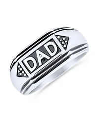 Bling Jewelry Stainless Steel Word Statement Band Signet Dad Ring Fathers Day Gift